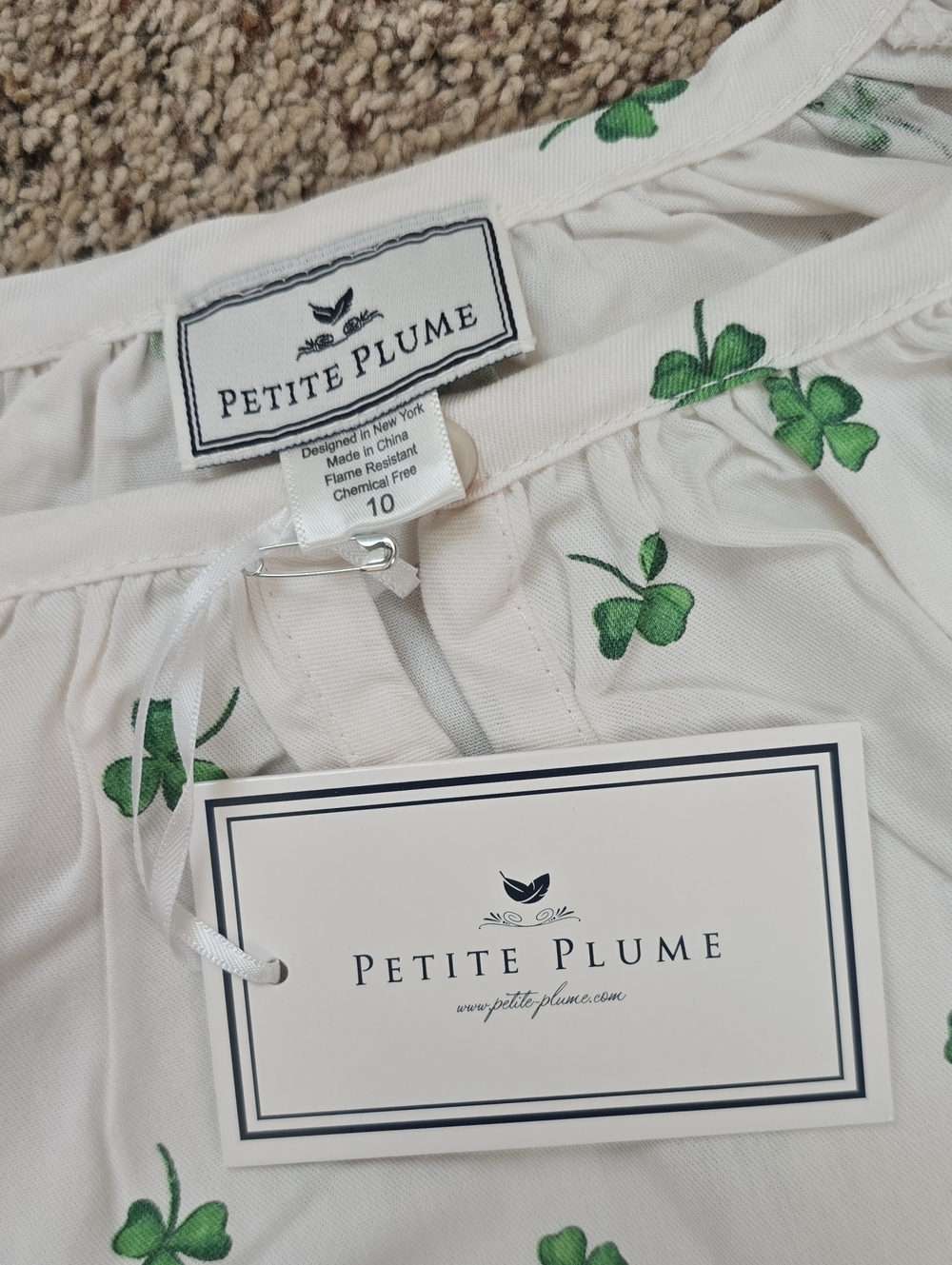 NEW -Petite Plume sz 10 Delphine Shamrocks Nightgown - Picture 10 of 13